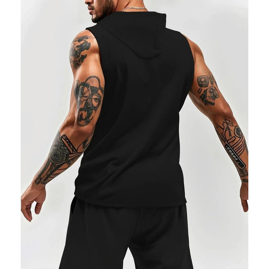 Men’s Black Sleeveless Hoodie & Shorts Set 🌴
