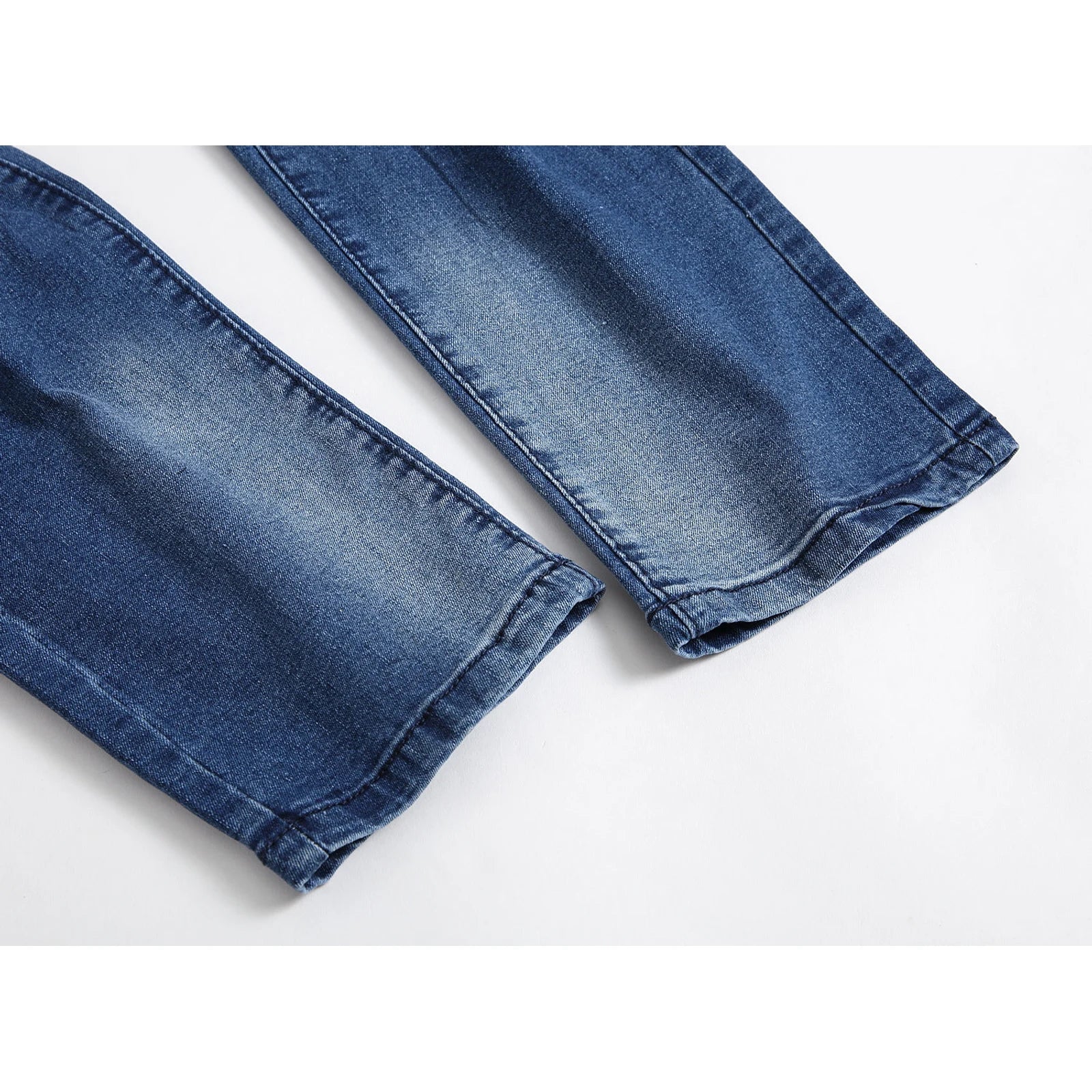 Multi-holes, Blue Elastic Men's Jeans Slim-fitting Small Straight 🌴 VibeFlex Sports