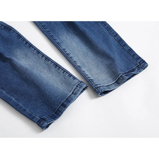 Multi-holes, Blue Elastic Men's Jeans Slim-fitting Small Straight 🌴 VibeFlex Sports