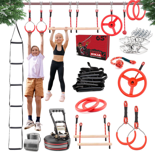 Ninja Warrior Slackline Obstacle Course - 32 Pieces 🌴 Fofana