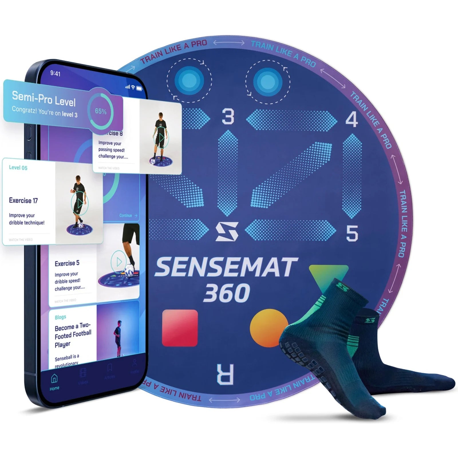 Pro-level Cognitive + Footwork Soccer Training Mat - Sensemat 360 🌴 LUX