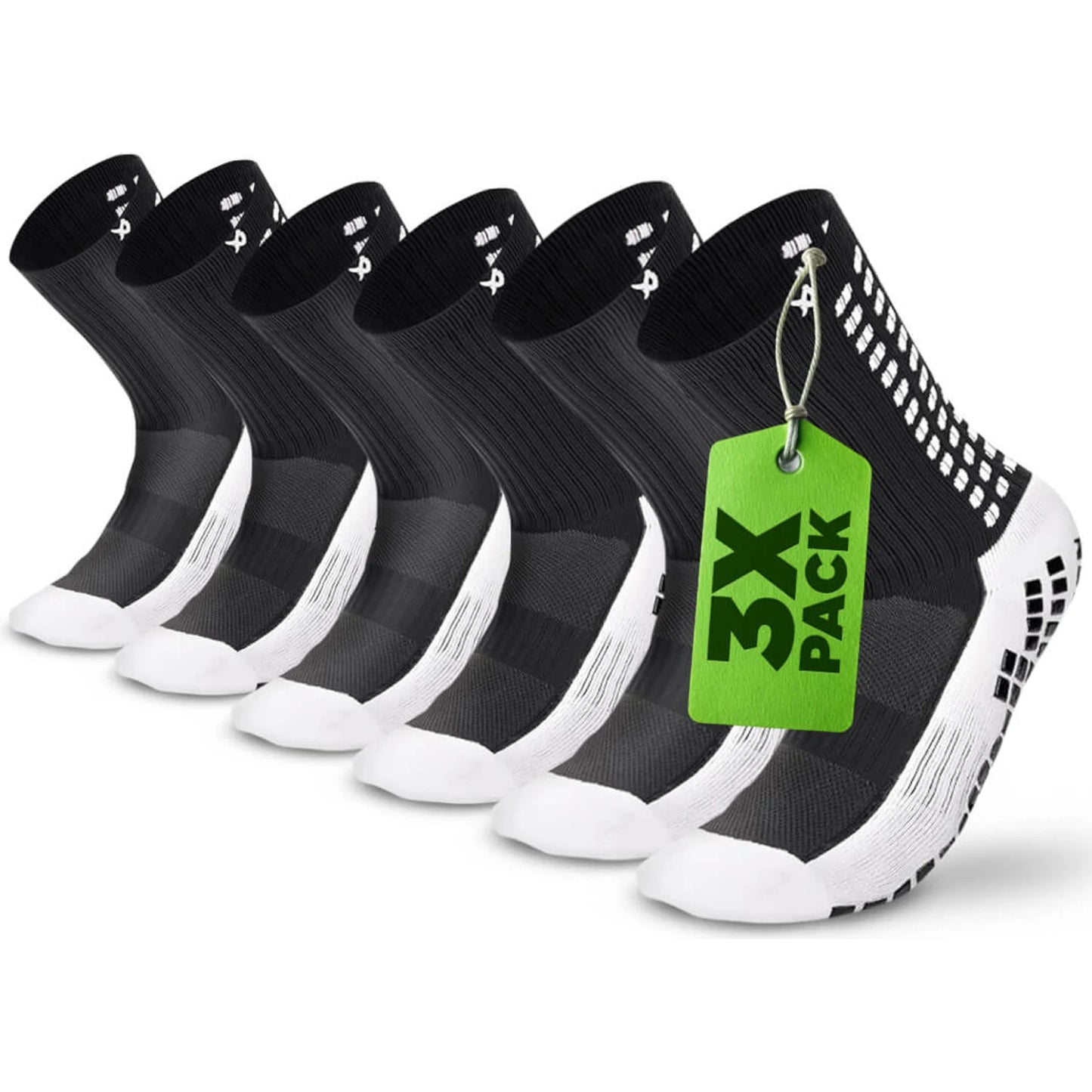 Grip Socks Football - Calf Socks Football - Multipack Black - Lux - Black / 3x / Large 🌴 LUX Sports